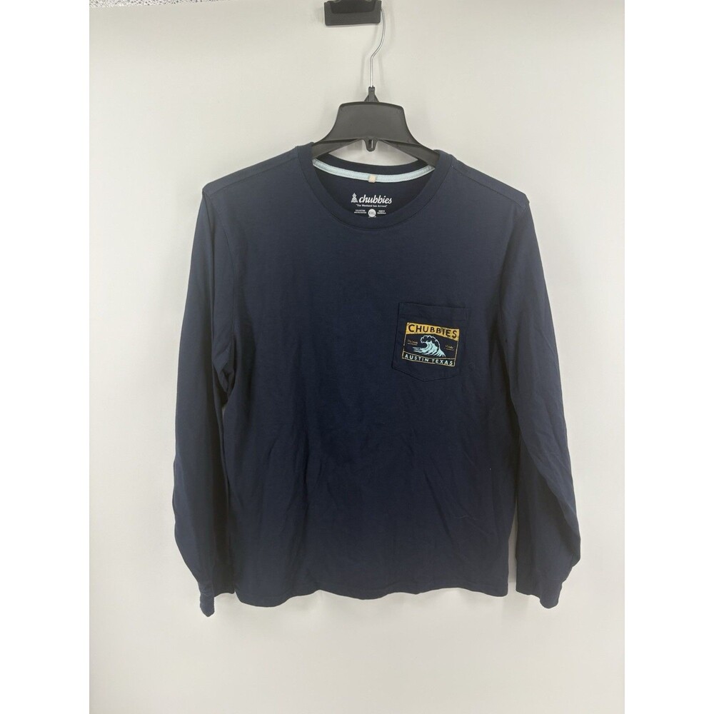 Chubbies Blue Long Sleeve Austin Texas Wave Graphic Shirt Size XXL